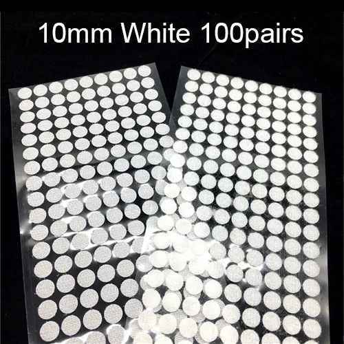 10mm White 100pairs 10 мм, 100 пар, белая, черная волшебная наклейка, лента для монет с сильным клеем, самоклеющаяся лента для крепления, детский аксессуар «сделай сам» ручной работы - Цвет: 10mm White 100pairs