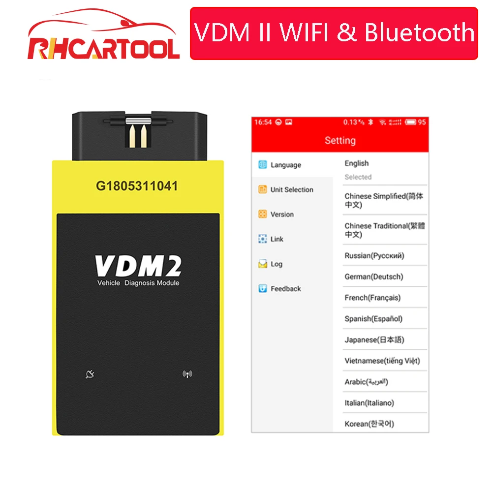 UCANDAS VDM2 полная система V5.2 Bluetooth/Wifi OBD2 VDM II для Android VDM 2 OBDII сканер кода PK easydiag обновление бесплатно