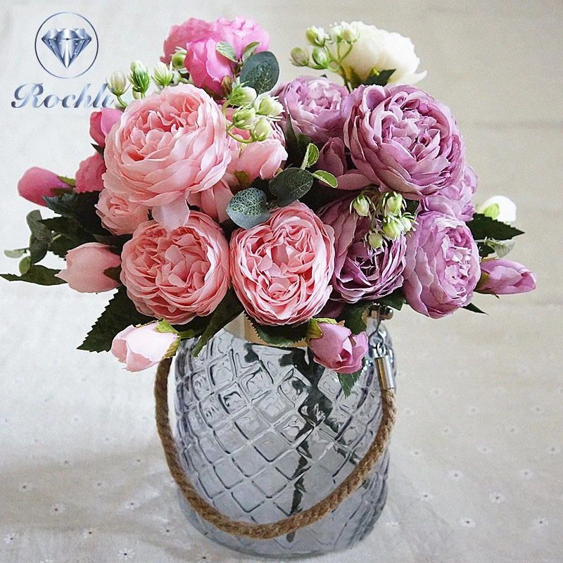 Шелковые пионы букет украшения дома аксессуары Свадебные вечерние скрапбукинги