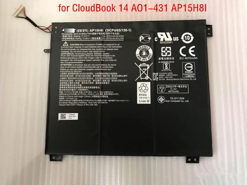 

11.4V 54.8Wh Genuine AP15H8i Battery for Acer Aspire One CloudBook 14 AO1-431