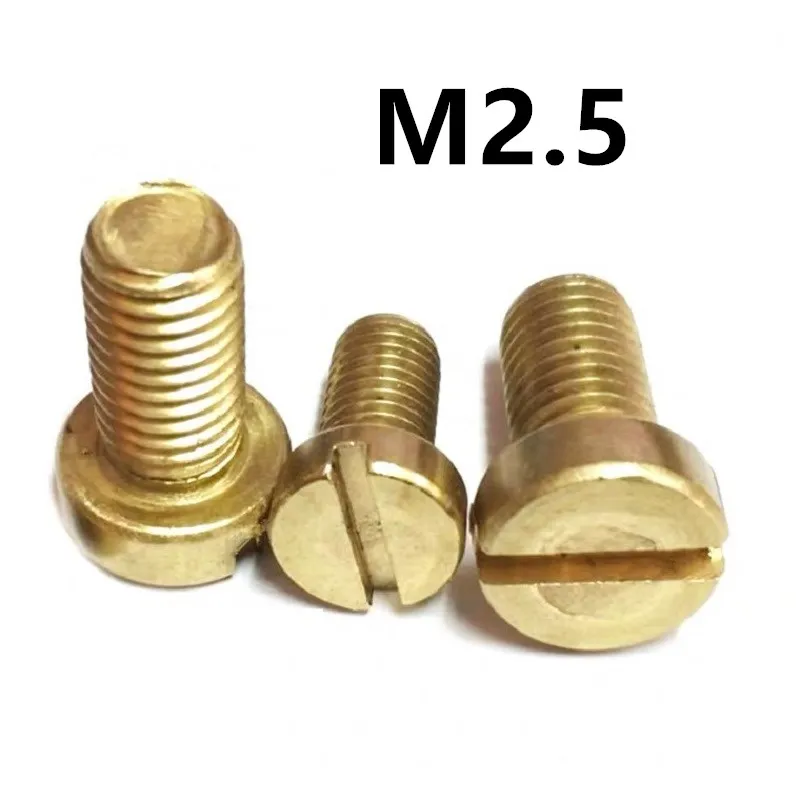 

200PCS M2.5x4/5/6/8/10mm GB65 DIN84 Brass cheese head slotted screw copper machine screws