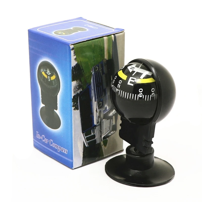 

F1CE 360 Degree Rotation Waterproof Vehicle Navigation Ball Shaped Car Compass with Suction Cup