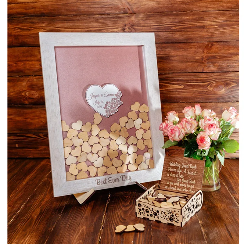 Деревянная розовая Гостевая книга альтернативная прямая коробка под заказ