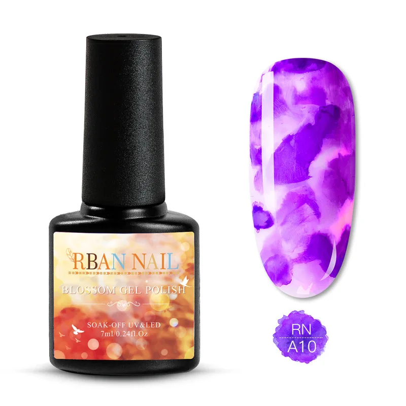 Z176 RBAN NAIL 8 мл Цветущий Гель-лак для ногтей акварельные чернила эффект дыма мрамор смазывание Lquid градиентный лак Гель-лак для творчества маникюр - Цвет: Z176