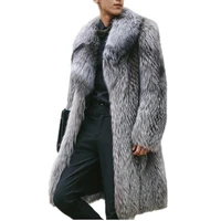 winter mens overcoat long sleeve turn down collar faux fur imitation silver fox fur coat medium long casual fur coats jackets