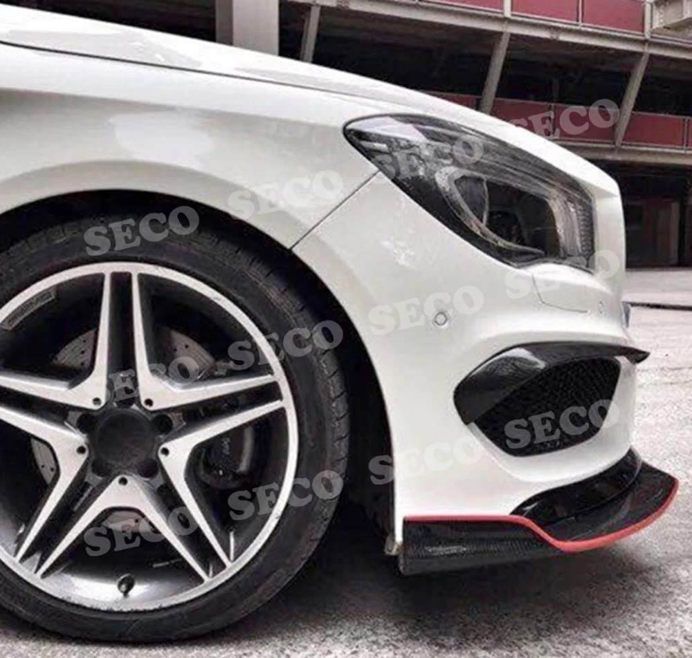Для W117 углеродное волокно Передние Губы разветвители закрылки для Benz CLA класс W117 C117 CLA250 CLA260 CLA45 разветвители-16 Red Line 2 шт