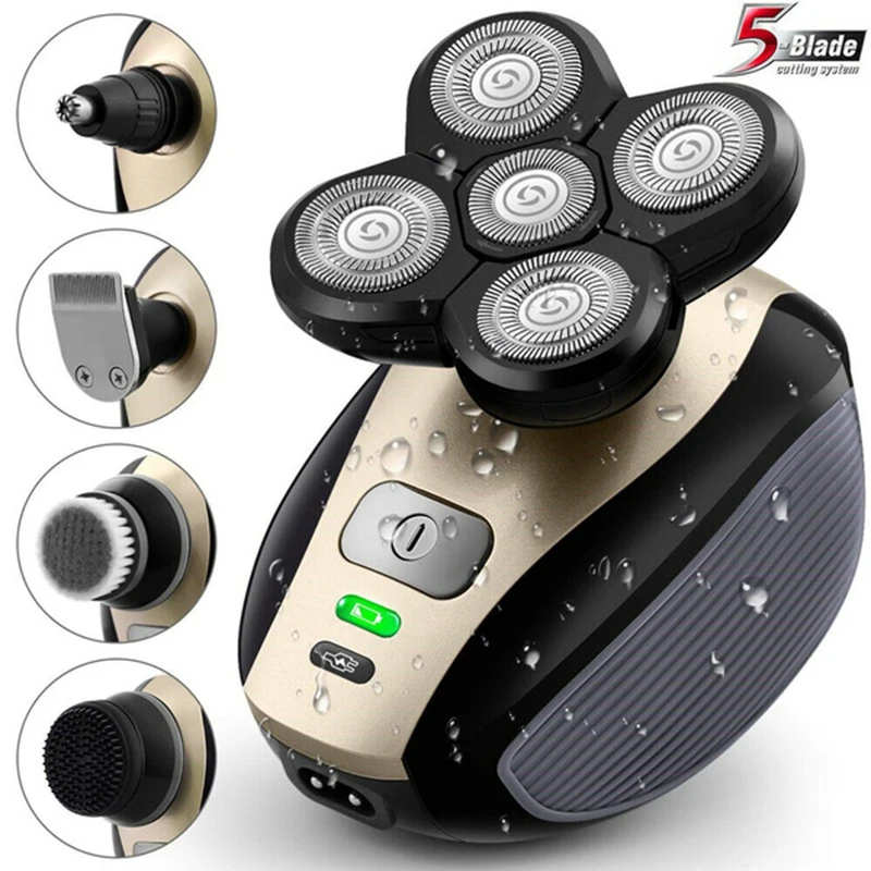 

5 IN 1 4D Rotary Electric Shaver Rechargeable Bald Head Shaver Beard Trimmer