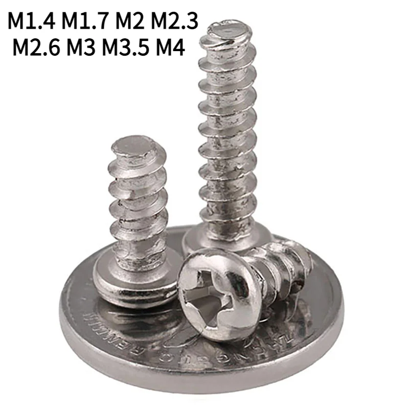 

Винты с никелированной круглой головкой и плоским хвостом M1.4-M4