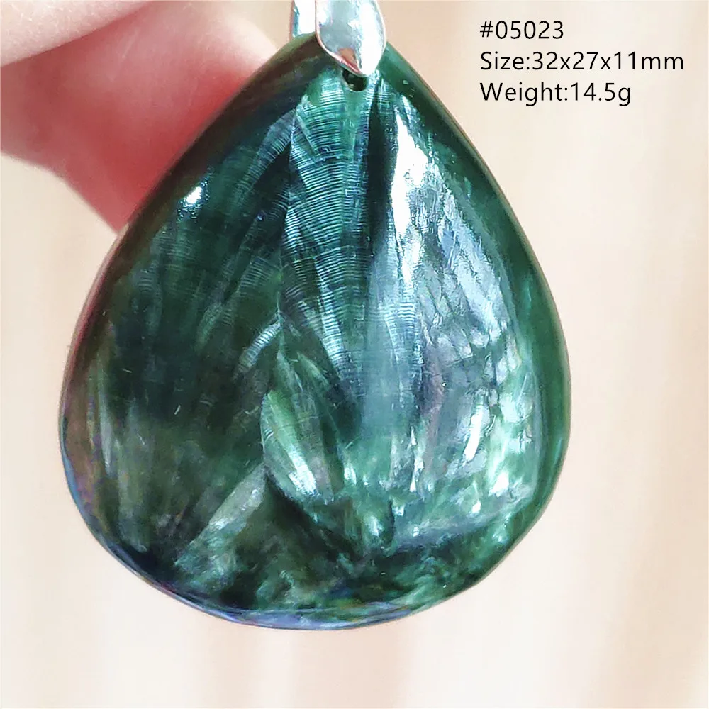 Натуральный зеленый Серафинит ожерелье женский кулон камень капля воды Кристалл