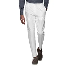 Men Pants White Solid Color/Spring Summer Suit Business Wedding Slim Homme Costume/Formal Male Trousers Clothing/A Pair Of Pants (1)