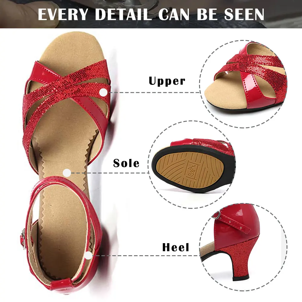 SWDZM Woman's Tango Dancing Shoes Ladies Latin Ballroom Modern Dance Shoes Closed Toe Black Red Blue Waltz Dance Shoes New