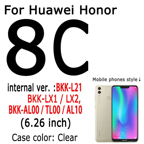8C Для huawei Honor 7A 8A Pro 8S 8C 8X Max 7C 7s Чехол прозрачный мягкий гелевый ТПУ силиконовый чехол для телефона AUM-AL00/AL20/Dua-L22 - Цвет: 8C