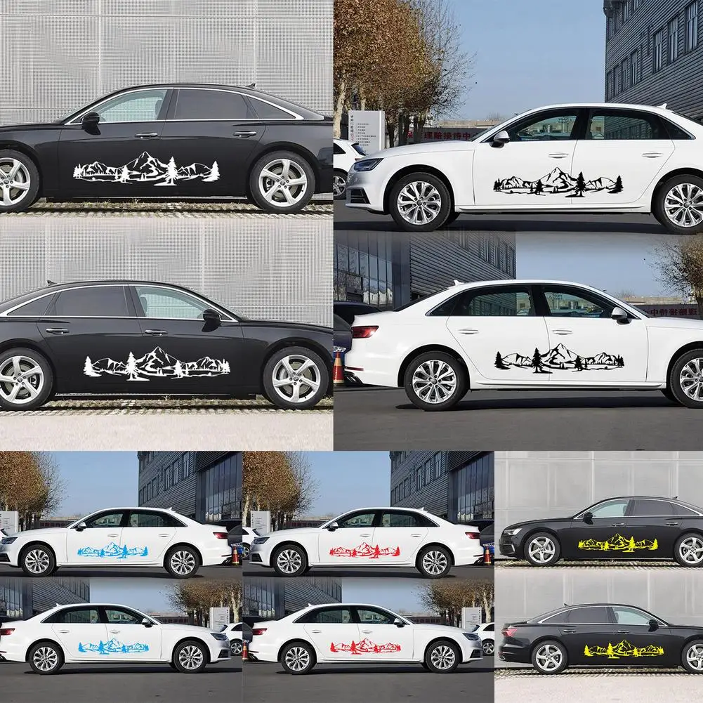 

Car Stickers Waterproof 150cm Tree Mountain Car Decor PET Sticker Auto For SUV RV Camper Offroad Auto Fashion Decals Car-Styling