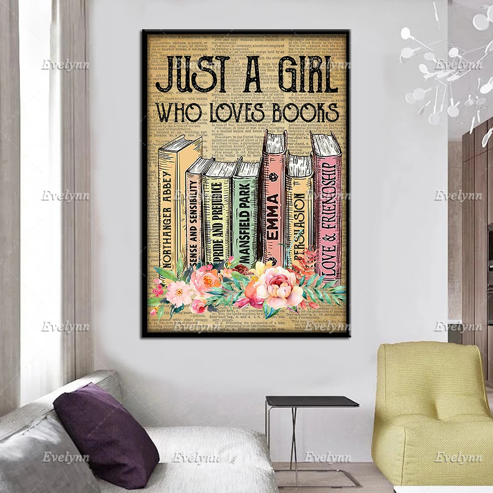 Постер для книги влюбленных просто девушка которая любит Джейн Остен ретро