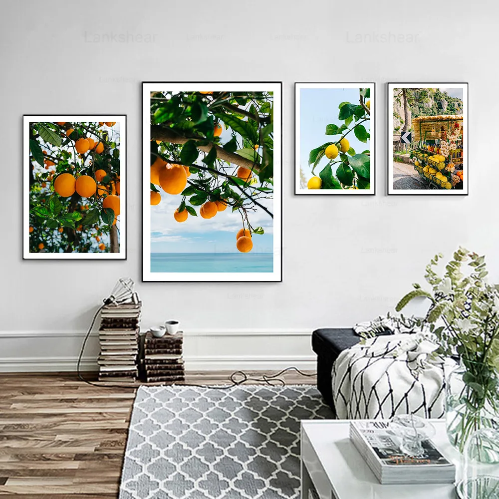 Scandinavian Style Fresh Lemon Oranges Poster Canvas Painting Fruit Wall Art Pictures for Living Room Nordic Modern Home Decor | Дом и сад