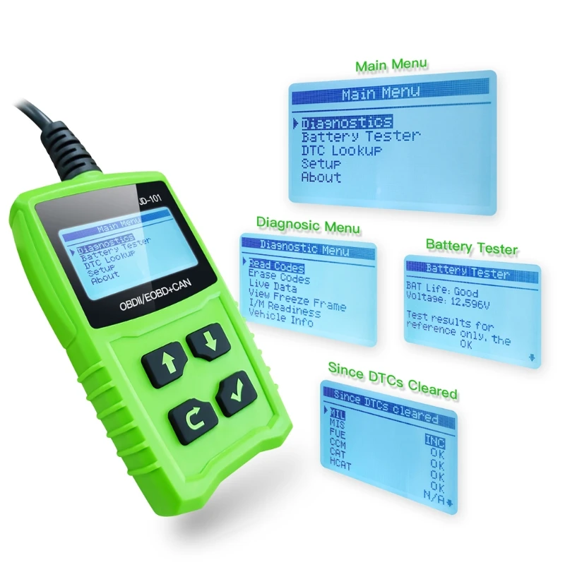 

JD101 Code Readers Engine Scan Tool Check Engine Light Car Diagnostic Tool OBD2 Scanner Charging Cranking Test Tools for