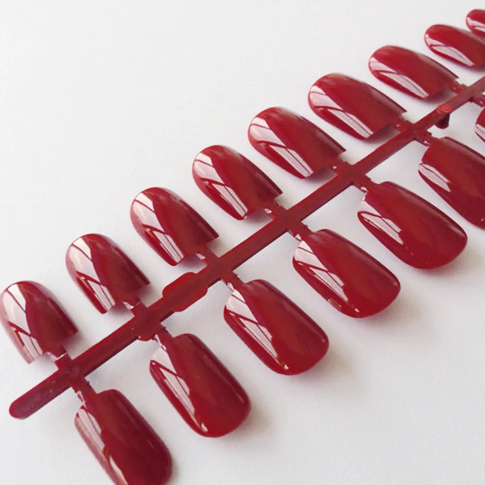 

120pcs Red False Nail Tips Full Cover Pure Color Short Fake Nails Nail Art for DIY