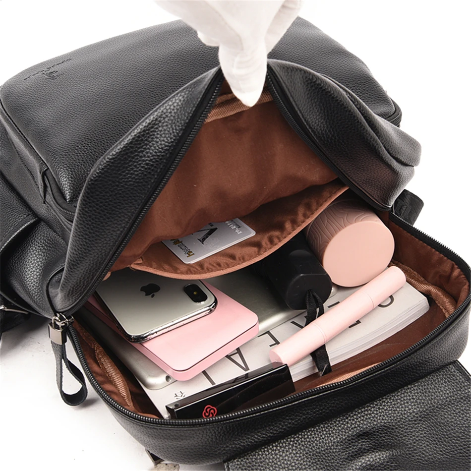 

High Quality Pu Leather Backpacks for Women 2021 Large Capacity Ladies Travel Backpack Casual School Bags for Teenage Girls Sac