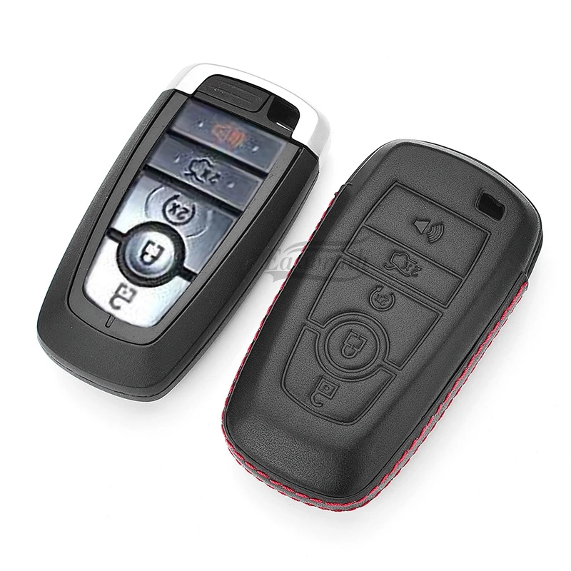 

Car Leather Key Case Chain For Ford Mondeo Explorer Edge Expedition F-450 F-350 F150 Fusion Mustang Everest Lincoln 5 Buttons