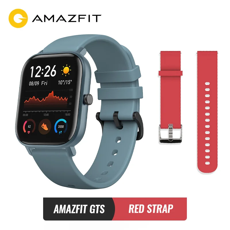 Blue and red st Предпродажа Amazfit GTS Глобальная версия Умные часы SmartWatch GPS Бег Спорт ЧСС 5ATM Водонепроницаемый браслет AMOLED Amazfit - Цвет: Blue and red st