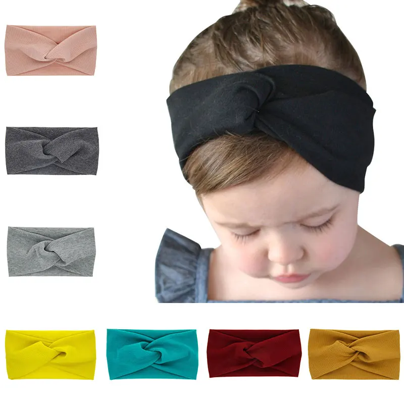 

2020 Autumn/Winter Baby Headband knitting Elastic Cotton Hairband Soft Solid Twisted Cross Knotted Headwraps Hair Accessories