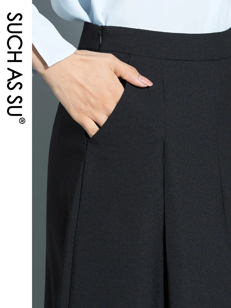 Таких как SU 2021 Летняя мода Высокая талия брюки с широкими штанинами до колена