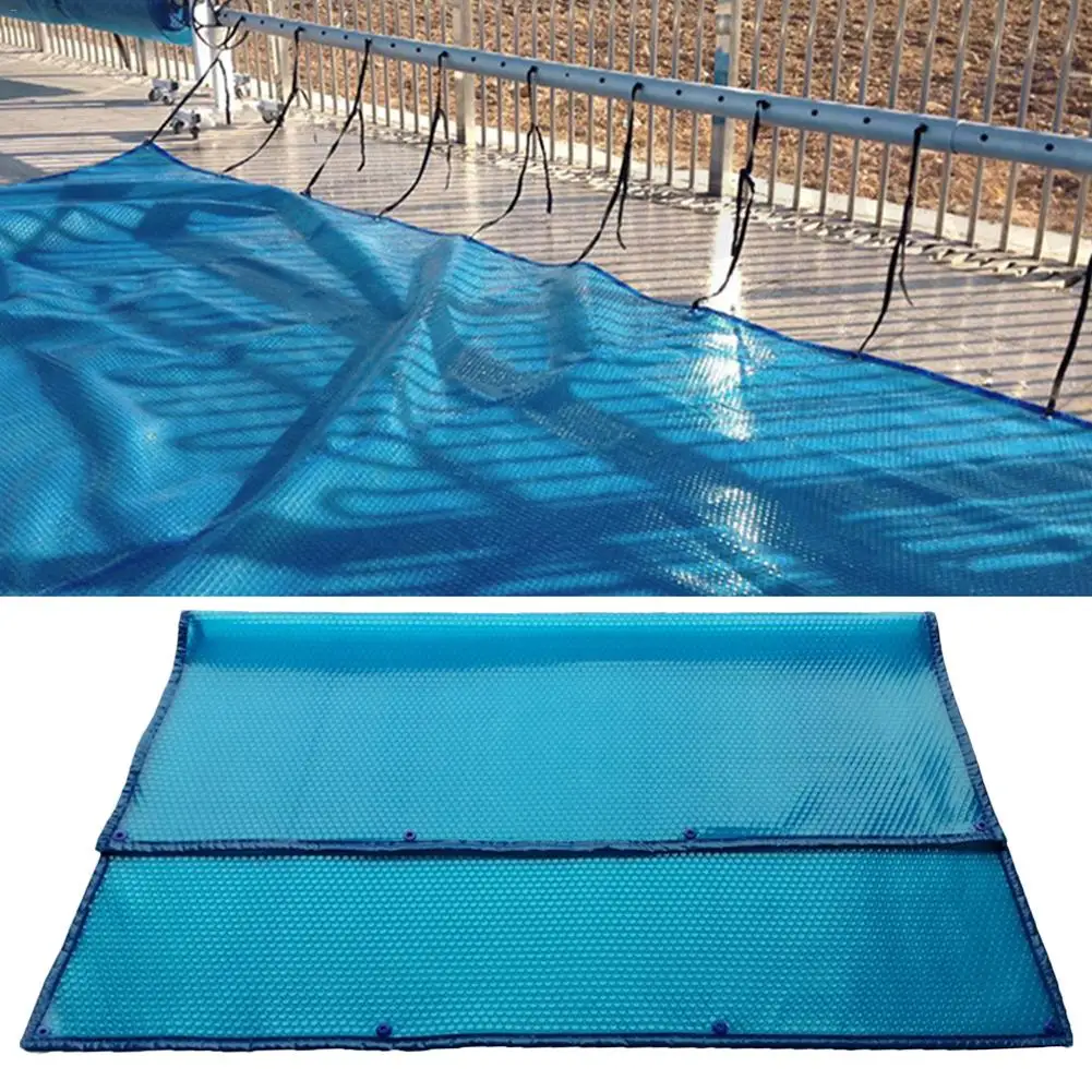 

Solar Tarpaulin Swimming Pool Cover Waterproof And Dustproof Anti-UV PE Bubble Insulation Film With Perforated Edging Blue