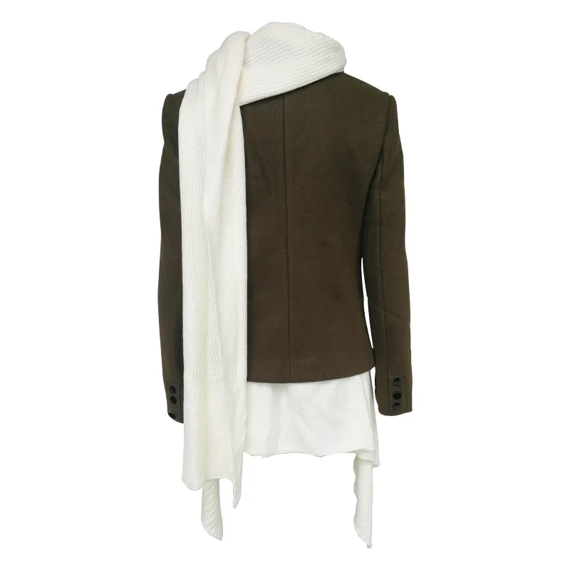 Асимметричное лоскутное Женское пальто с воротником шарфом длинным рукавом