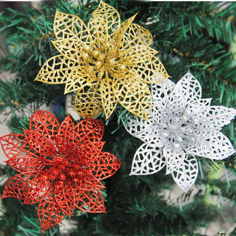 5 шт. Искусственные Рождественские цветы с вырезами украшения для рождественской