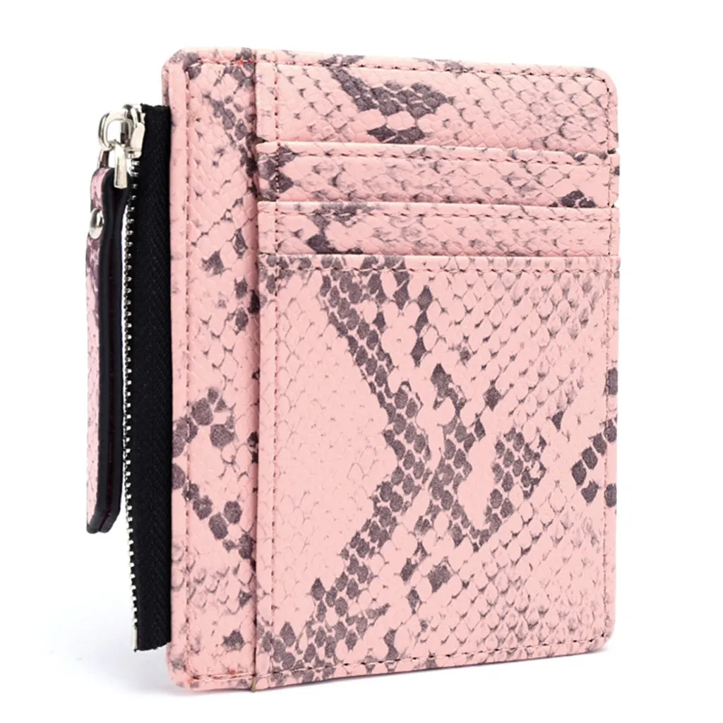 Женские кошельки со змеиным принтом модный короткий бумажник кредитница с