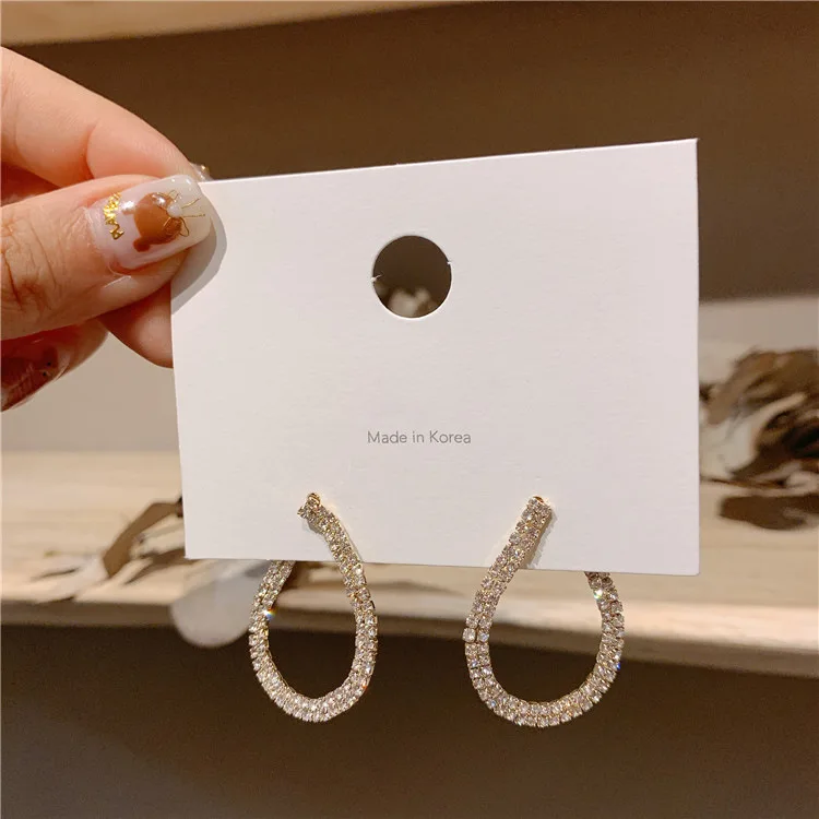 Женские винтажные серьги-подвески с кристаллами простые золотистые серьги