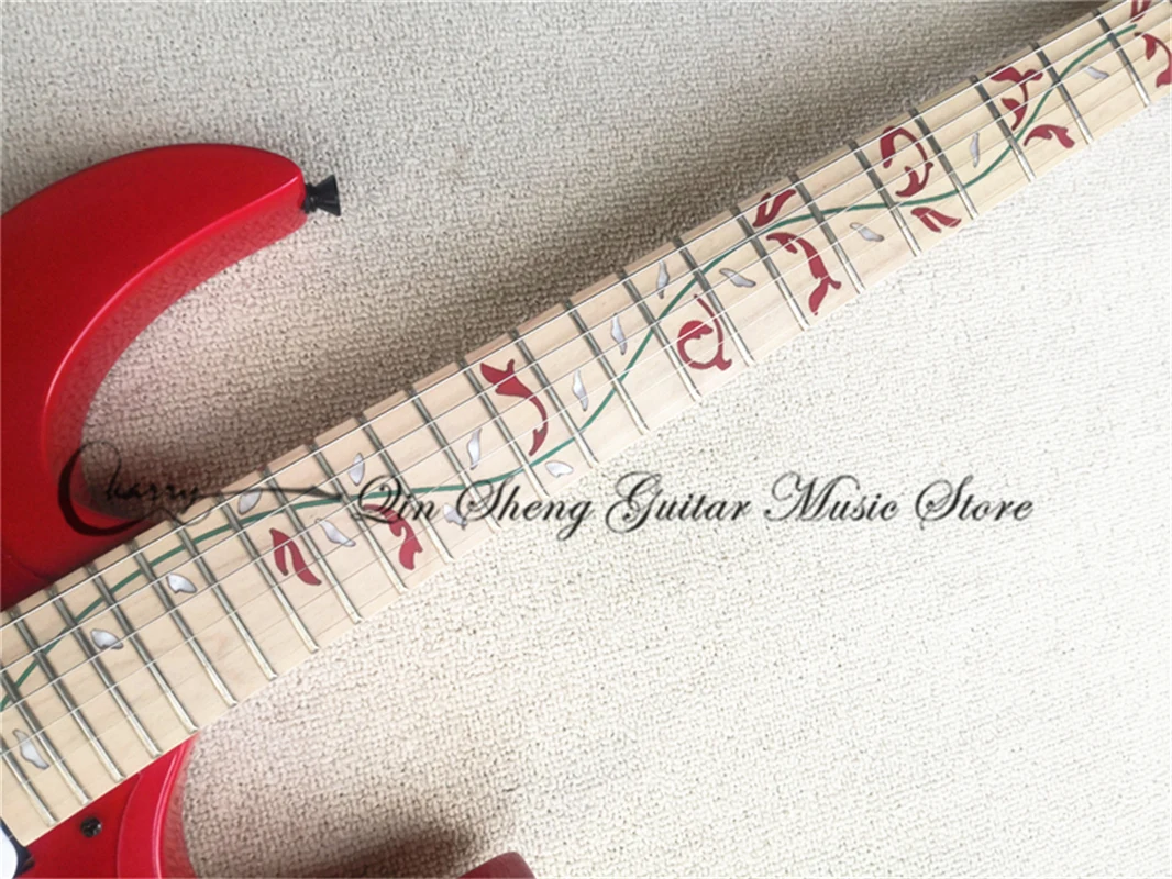 Order booking 6 strings electric guitar red flower inlay tremolo bridge HHH pickups black buttons | Спорт и развлечения