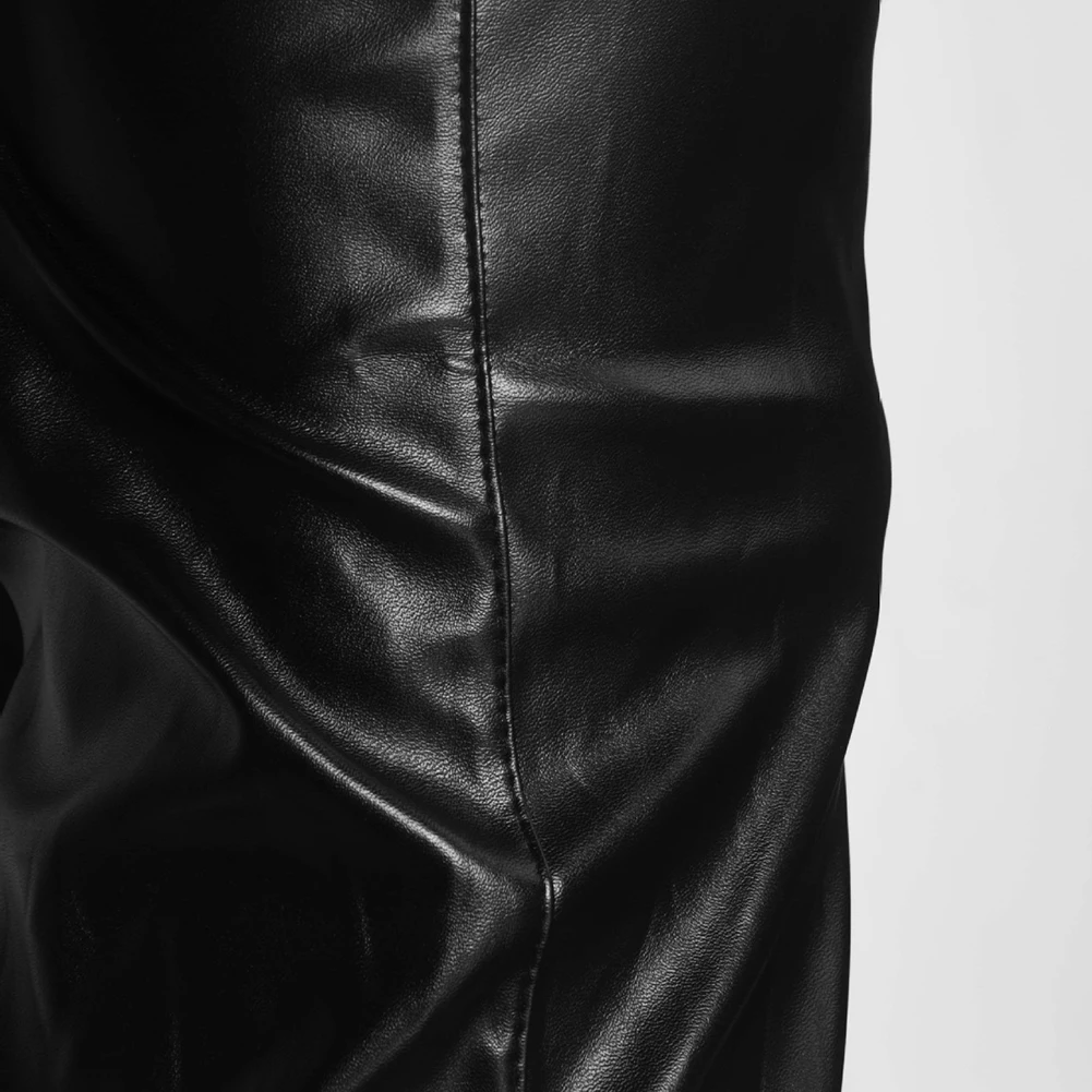 Брюки мужские кожаные в стиле панк облегающие брюки карандаш для ночного клуба