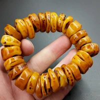 fashion explosion natural amber beeswax old stone abacus beaded bracelet hand jewelry accessory gift men yellow bangle