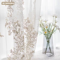 2022 new tulle curtains for bedroom luxury princess romantic sheer curtain for living room embroidery yarn girls voile curtain
