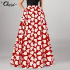 Богемные женские макси-юбки Celmia, Модные Винтажные длинные юбки с принтом Love, пикантные праздничные свободные юбки большого размера с высокой талией для вечерние ринки