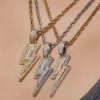 ins rhinestone lightning shape pendant necklace hip hop choker necklace jewelry for women men luxury metal chain collar necklace