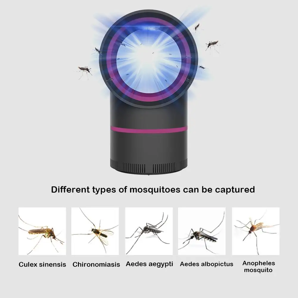 

110-220v Electric Mosquito Killer 5V USB Pest Repeller Silent Mosquito Trapping Device with USB Charging Cable for Home Camping