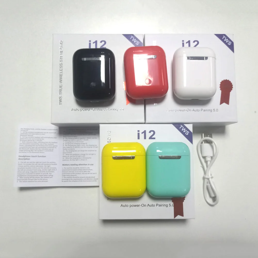 i12 tws Беспроводная bluetooth-гарнитура сенсорная портативная с микрофоном гарнитура Sweatproof всплывающие наушники Bluetooth наушник
