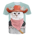 Новинка лета 2021, мужские футболки, милая и веселая рубашка с круглым вырезом и котом из аниме, уличная мода, повседневная рубашка с коротким рукавом и круглым вырезом