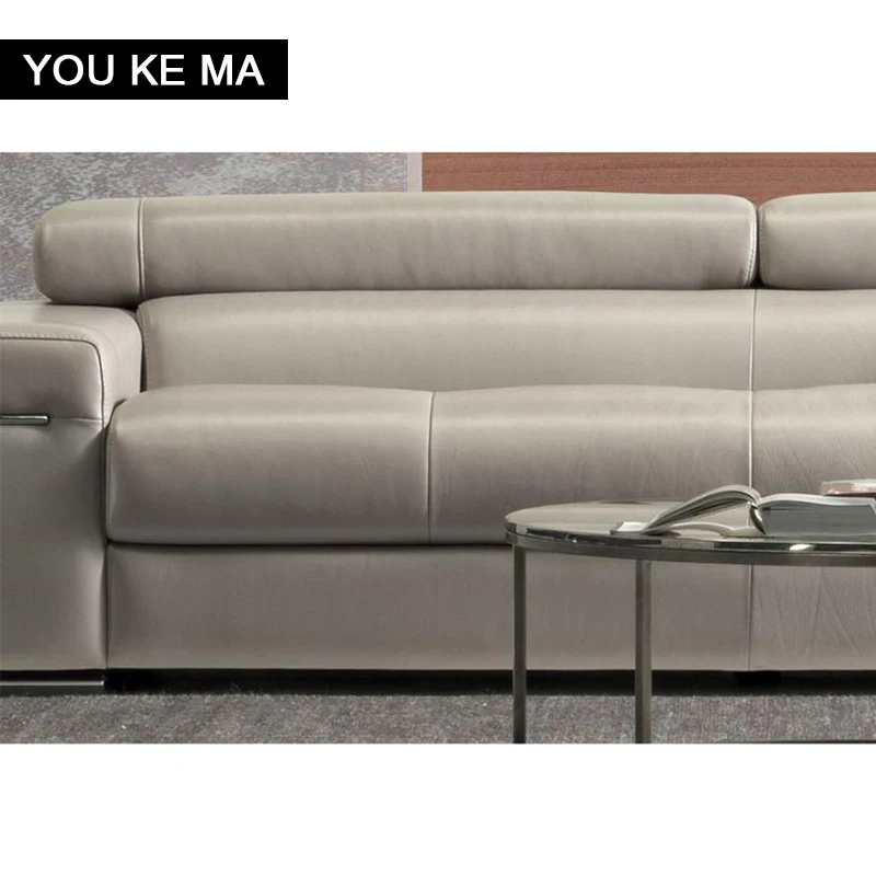 Современный минималистичный диван из натуральной кожи для гостиной Трехместный