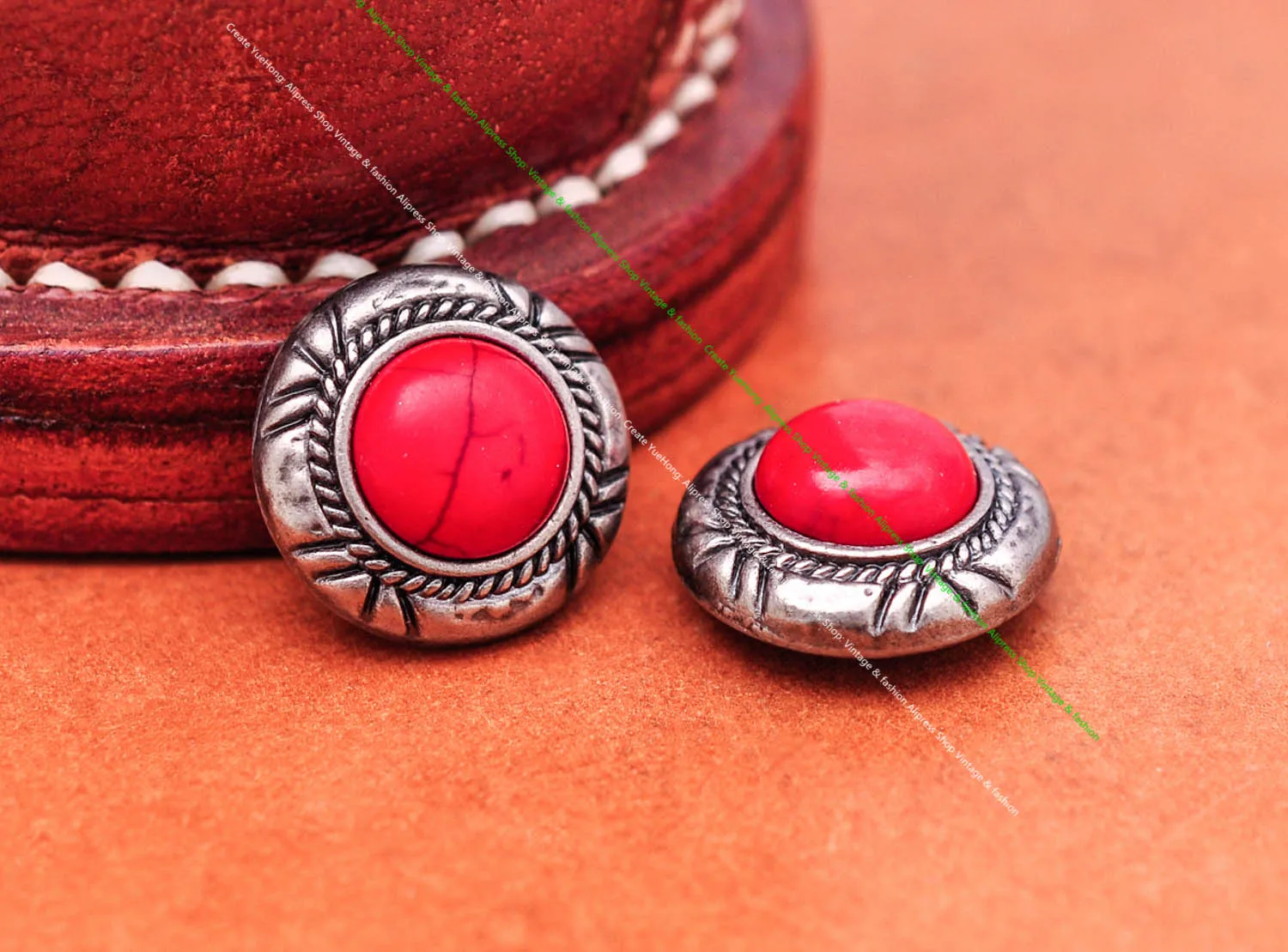 10X Античные Красные Бусины из Турмалина с Канатом, Вырезанные Кончо, Аксессуары для Кожевенного Ремесла, Чехла, Ремня, Седла, Багажа, Кошелька, Украшений на.