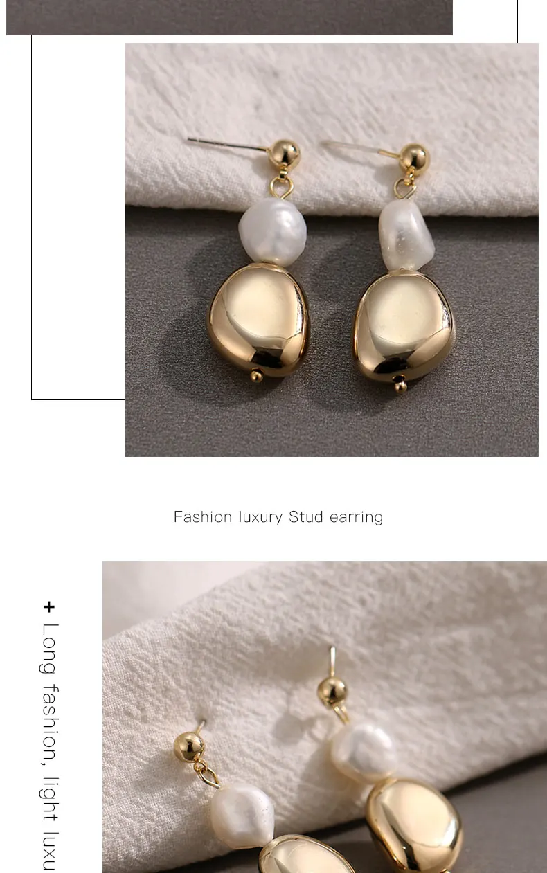Korean Design Vintage Baroque Freshwater Pearl Earrings Irregular Bead Pendant Drop Earrings for Woman Birthday Present Jewelry