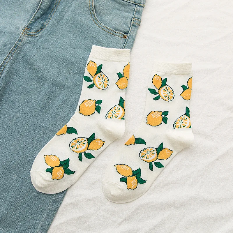 

Summer Women Fruit Socks Lemon Strawberry Banana Korean Cotton Cute cartoon Female Creative High Quality Funny Christmas Gift
