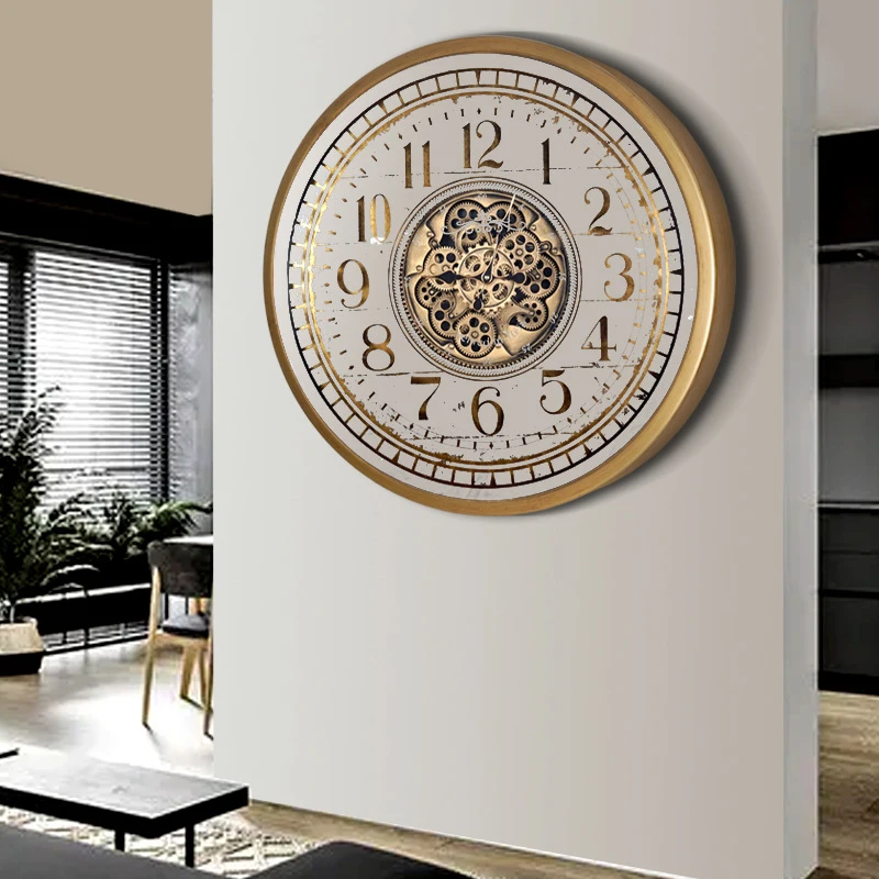 Large Wall Clock Modern Design Metal Watches Home Decor Turning Gears Clocks Living Room Decoration Reloj De Pared Gift | Дом и сад