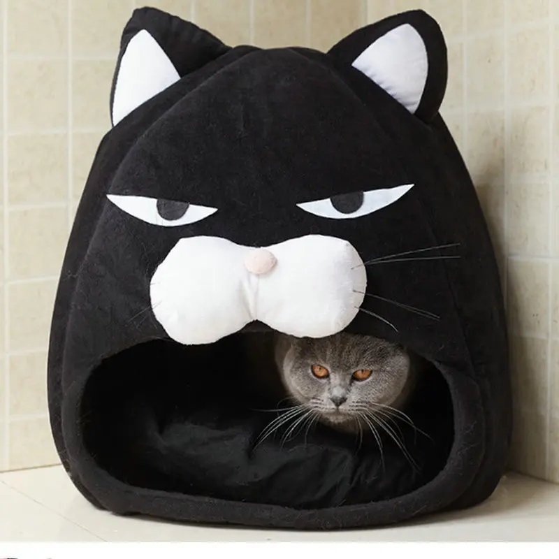 Кошачий домик, кровать для кошачьего туалета, коврик, спальное гнездо, кровать для домашних животных, мультяшный питомник, зимняя теплая собачья Конура-постель, подушка для щенка, креативные товары для кошек