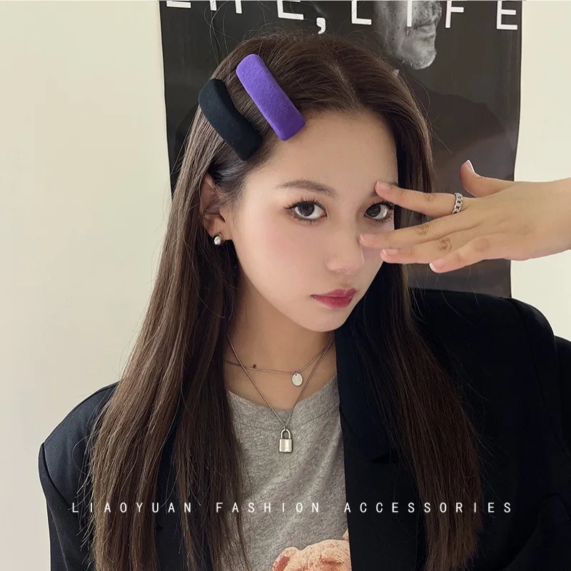 

Темпераментная шпилька для волос с зажимом для челки в стиле ins, Шпилька для волос с боковыми краями, осенне-зимняя бархатная новая простая ш...