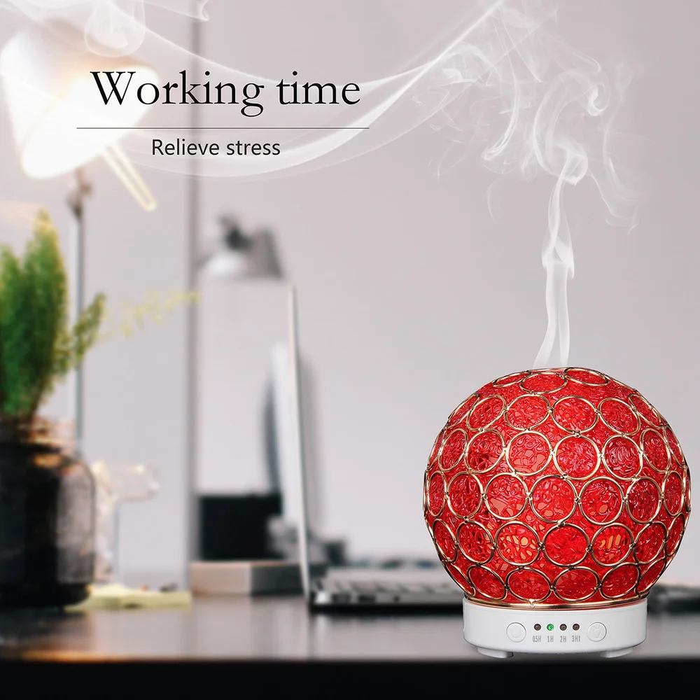 Aroma Diffuser Ultrasonic Humidifier Aromatherapy Machines Red Iron Art Hydrangea 120ml 4 Timer Difusor 7 Color Changing | Бытовая