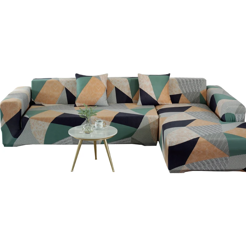 Комплект эластичных чехлов для дивана с геометрическим рисунком набор L образной