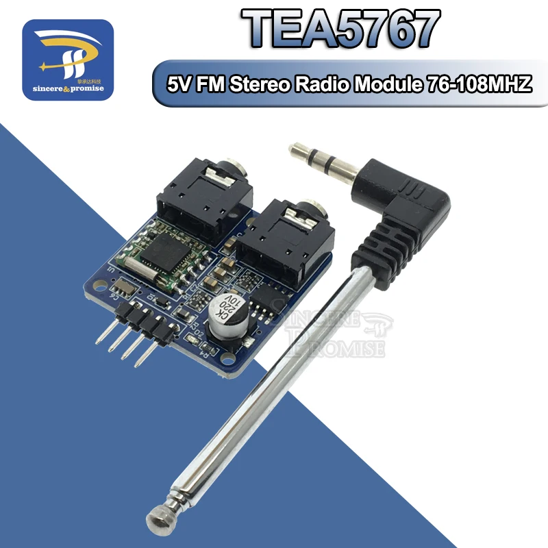 FM стерео радиомодуль TEA5767 5 В для Arduino радио 76 108 МГц I2C связь с бесплатной кабельной